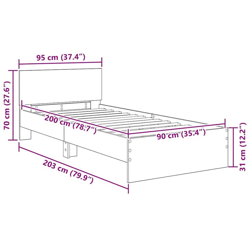 Casa si Gradina - Mobilier - Paturi si accesorii - Paturi - Cadru de pat Stejar Negru 90 x 200 cm Lemn compozit - Infinity.ro