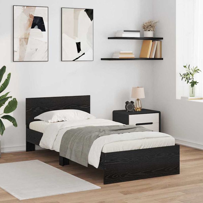 Casa si Gradina - Mobilier - Paturi si accesorii - Paturi - Cadru de pat Stejar Negru 100 x 200 cm Lemn compozit - Infinity.ro