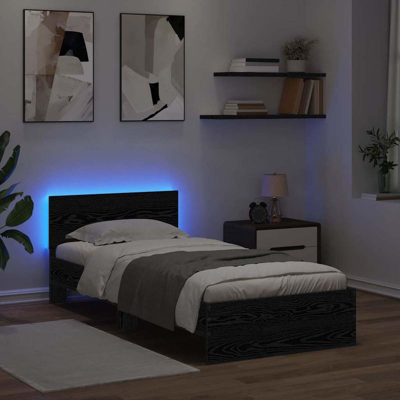 Casa si Gradina - Mobilier - Paturi si accesorii - Paturi - Cadru de pat Stejar Negru 100 x 200 cm Lemn compozit - Infinity.ro