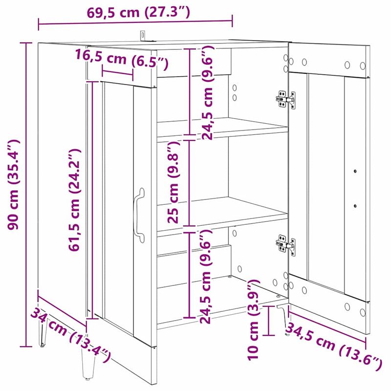 Casa si Gradina - Mobilier - Comode si corpuri - Comode - Bufet Stejar Negru 69,5 x 34 x 90 cm Lemn compozit - Infinity.ro