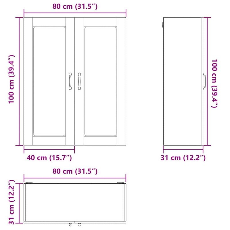 Casa si Gradina - Mobilier - Comode si corpuri - Corpuri bucatarie - Dulap suspendat de bucatarie cu usa Lemn Vechi 80 x 31 x 100 cm - Infinity.ro