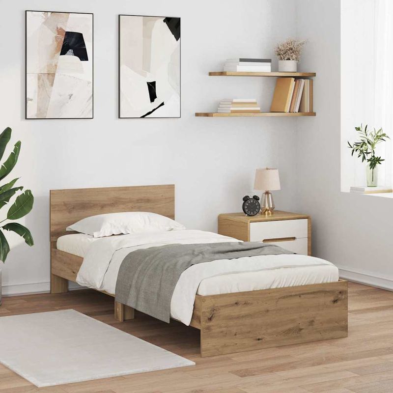 Casa si Gradina - Mobilier - Paturi si accesorii - Paturi - Cadru de pat Stejar Artizanal 90 x 200 cm Lemn compozit - Infinity.ro