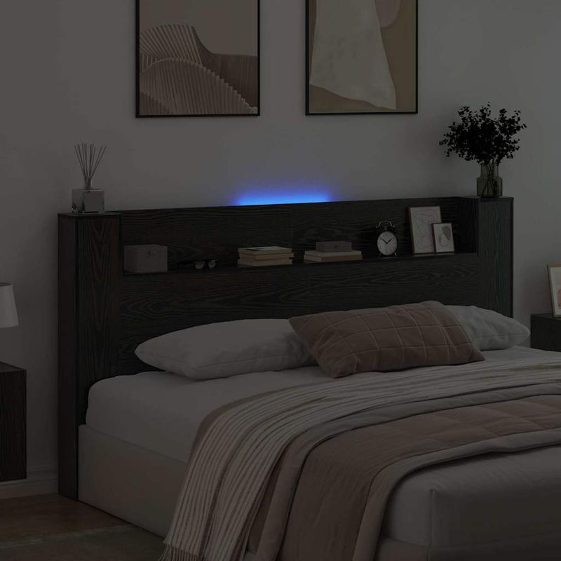 Casa si Gradina - Mobilier - Paturi si accesorii - Accesorii paturi - Tablie de pat cu LED, albastru, 90x5x118/128 cm, textil - Infinity.ro