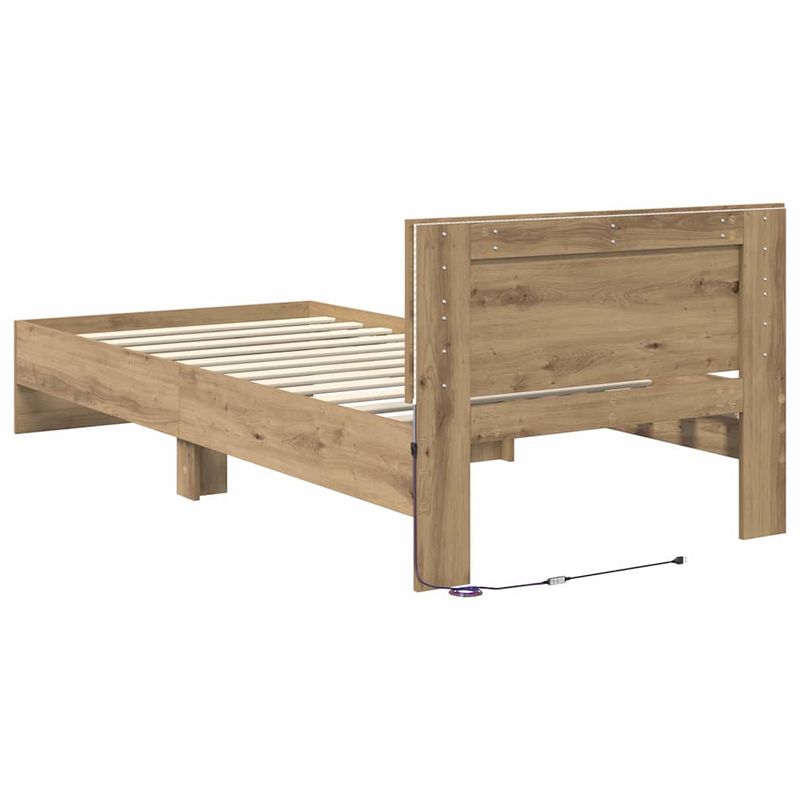 Casa si Gradina - Mobilier - Paturi si accesorii - Paturi - Cadru de pat Stejar Artizanal 90 x 200 cm Lemn compozit - Infinity.ro