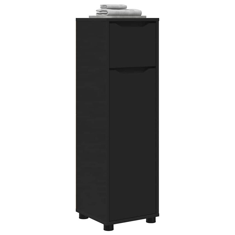 Casa si Gradina - Mobilier - Mobilier baie - Corpuri baie - Dulap de Baie cu sertar Negru 30,5 x 30 x 101 cm Lemn compozit - Infinity.ro