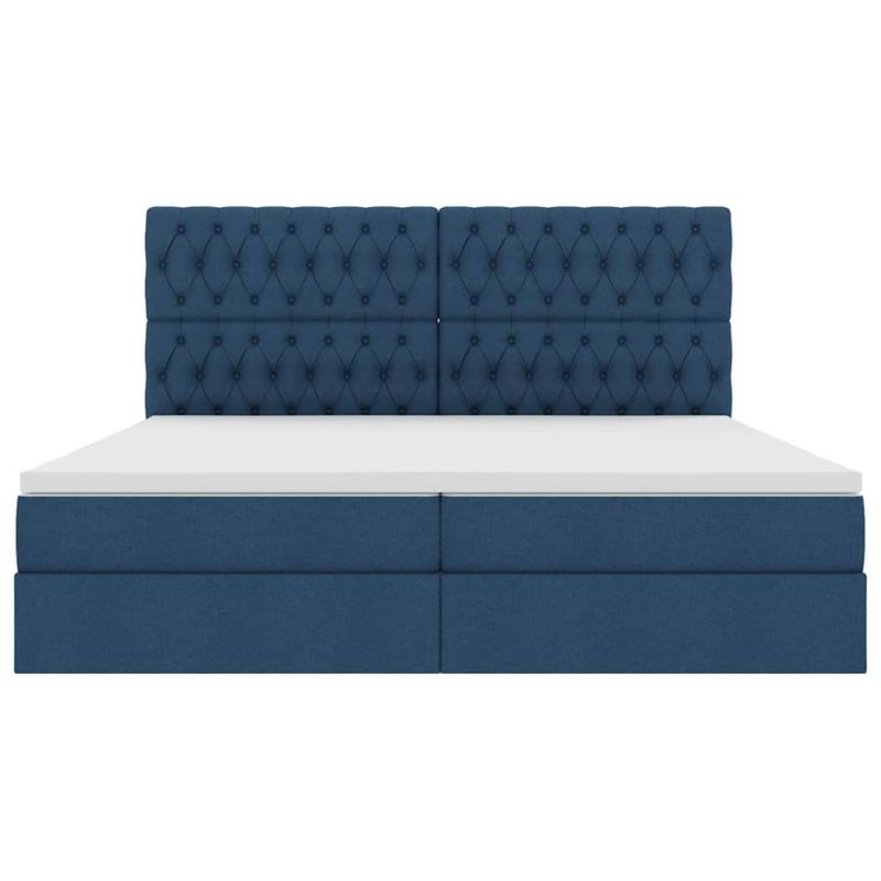 Casa si Gradina - Mobilier - Paturi si accesorii - Paturi - Pat cu lumini cu banda LED albastru 200 x 200 cm tesatura - Infinity.ro