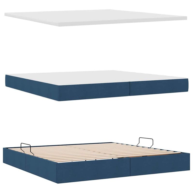 Casa si Gradina - Mobilier - Paturi si accesorii - Paturi - Pat cu lumini cu banda LED albastru 200 x 200 cm tesatura - Infinity.ro