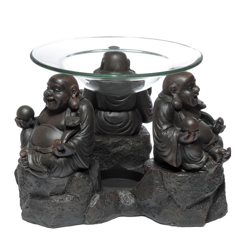 Casa si Gradina - Decoratiuni - Aromaterapie si lumanari - Difuzoare aromaterapie - Lampă ceramică pentru difuzarea uleiului esențial „Trei Buddha” - Infinity.ro