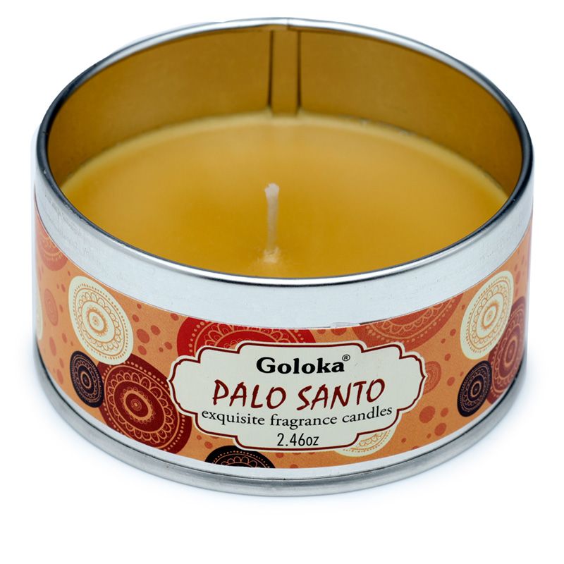Casa si Gradina - Decoratiuni - Aromaterapie si lumanari - Lumanari si candele - Lumânare Parfumată Goloka în Cutie Metalică, Aromaterapie Sacră pentru Sufletul Tău, Palo Santo - Infinity.ro