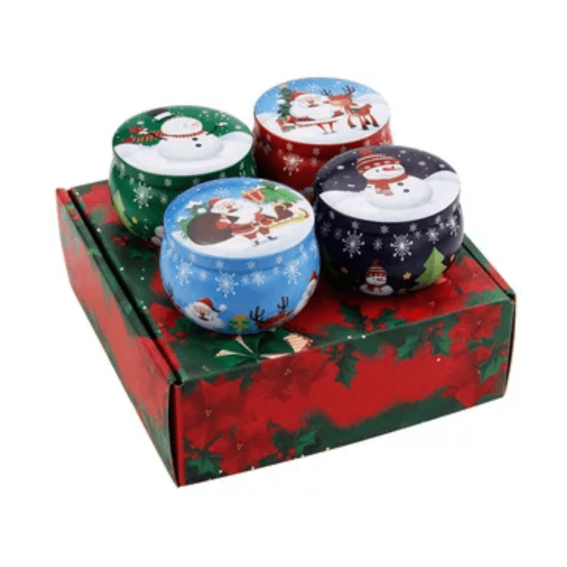 Casa si Gradina - Decoratiuni - Aromaterapie si lumanari - Lumanari si candele - Set 4 lumânări parfumate în cutii metalice „Magia iernii” - Infinity.ro