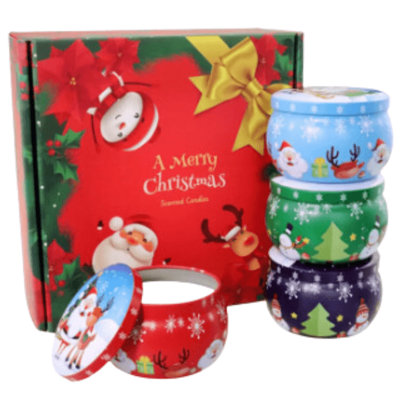Casa si Gradina - Decoratiuni - Aromaterapie si lumanari - Lumanari si candele - Set 4 lumânări parfumate în cutii metalice „Magia iernii” - Infinity.ro