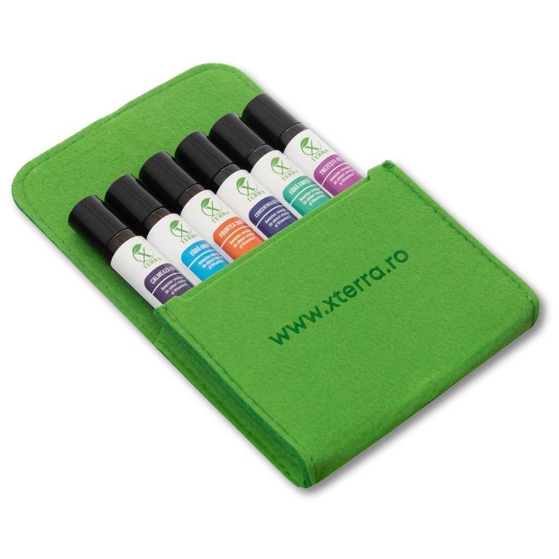 Casa si Gradina - Decoratiuni - Aromaterapie si lumanari - Uleiuri esentiale aromaterapie - XTERRA | Set 6 sinergii de uleiuri esențiale 100% naturale + vitamina E | Etui verde - Infinity.ro