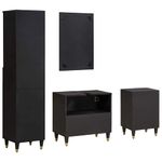 Casa si Gradina - Mobilier - Seturi de mobilier - Seturi baie - Set dulap baie cu sertar cu usa 4 pcs Negru Lemn de mango solid - Infinity.ro