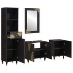 Casa si Gradina - Mobilier - Seturi de mobilier - Seturi baie - Set dulap baie cu sertar cu usa 4 pcs Negru Lemn de mango solid - Infinity.ro