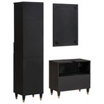 Casa si Gradina - Mobilier - Seturi de mobilier - Seturi baie - Set dulap baie cu sertar cu usa 3 pcs Negru Lemn de mango solid - Infinity.ro