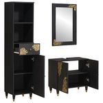 Casa si Gradina - Mobilier - Seturi de mobilier - Seturi baie - Set dulap baie cu sertar cu usa 3 pcs Negru Lemn de mango solid - Infinity.ro