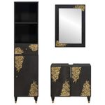 Casa si Gradina - Mobilier - Seturi de mobilier - Seturi baie - Set dulap baie cu sertar cu usa 3 pcs Negru Lemn de mango solid - Infinity.ro