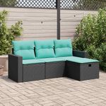 Casa si Gradina - Gradina si terasa - Mobilier exterior - Seturi mobila gradina - Set mobilier de gradina cu perne, 4 piese, negru, poliratan - Infinity.ro