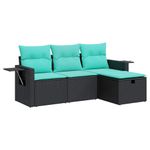 Casa si Gradina - Gradina si terasa - Mobilier exterior - Seturi mobila gradina - Set mobilier de gradina cu perne, 4 piese, negru, poliratan - Infinity.ro