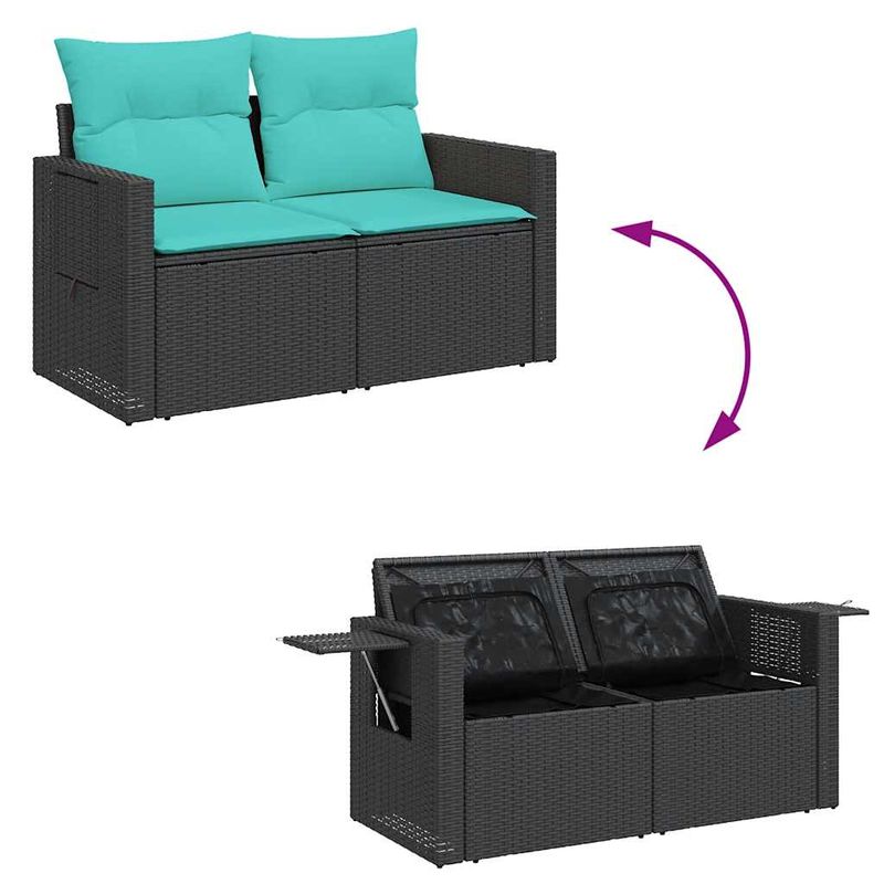 Casa si Gradina - Gradina si terasa - Mobilier exterior - Seturi mobila gradina - Set mobilier de gradina cu perne, 4 piese, negru, poliratan - Infinity.ro