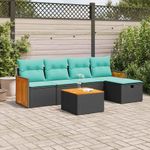 Casa si Gradina - Gradina si terasa - Mobilier exterior - Seturi mobila gradina - Set mobilier de gradina cu perne, 6 piese, negru, poliratan - Infinity.ro