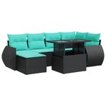Casa si Gradina - Gradina si terasa - Mobilier exterior - Seturi mobila gradina - Set canapele gradina perne 7 piese negru, poliratan/lemn acacia - Infinity.ro