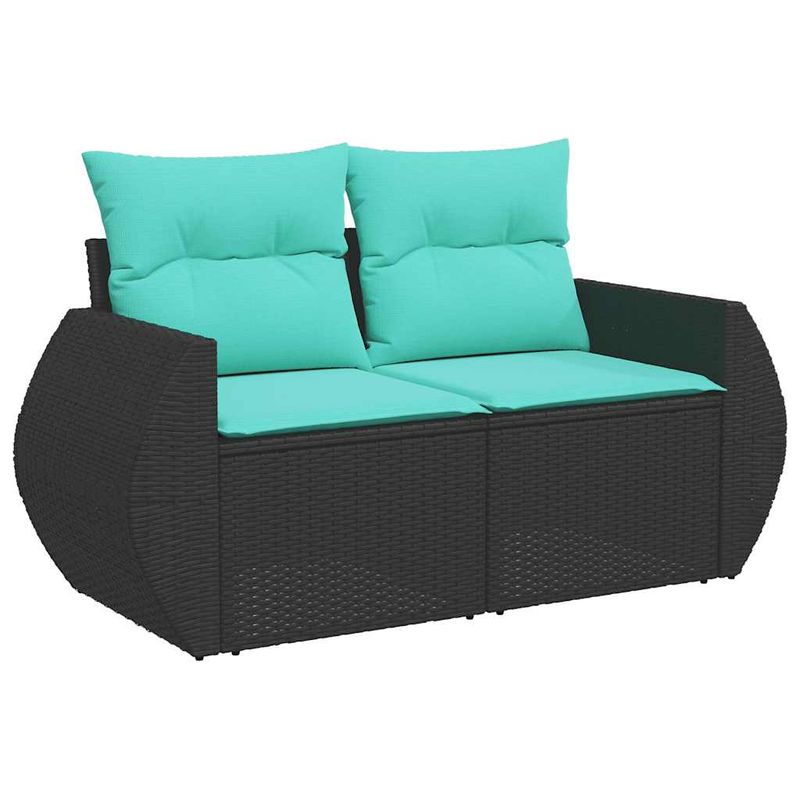 Casa si Gradina - Gradina si terasa - Mobilier exterior - Seturi mobila gradina - Set canapele gradina perne 7 piese negru, poliratan/lemn acacia - Infinity.ro
