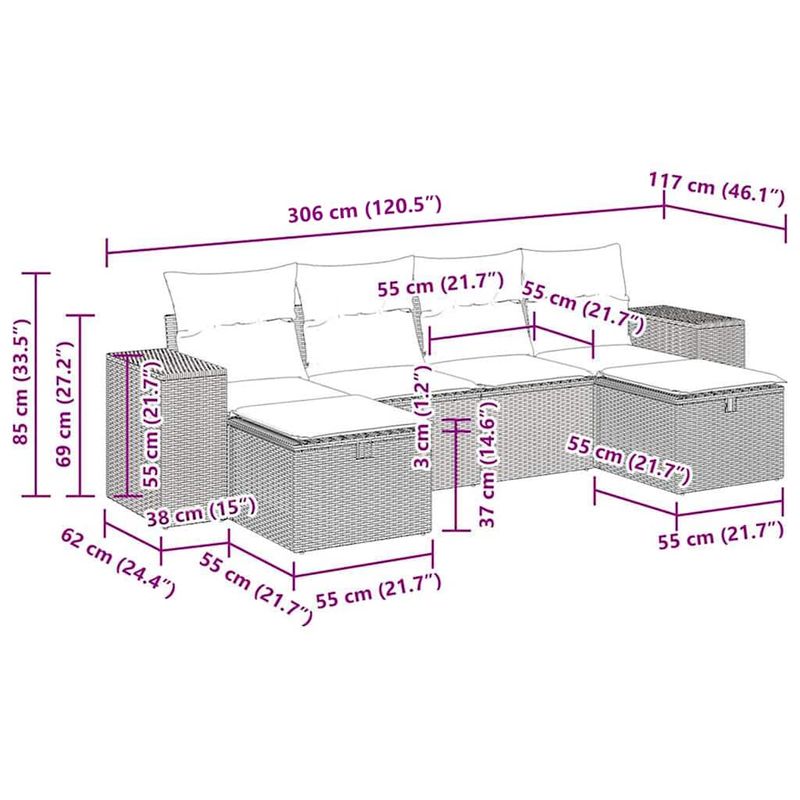 Casa si Gradina - Gradina si terasa - Mobilier exterior - Seturi mobila gradina - Set mobilier de gradina cu perne, 6 piese, negru, poliratan - Infinity.ro