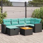 Casa si Gradina - Gradina si terasa - Mobilier exterior - Seturi mobila gradina - Set canapele de gradina cu perne, 7 piese, negru, poliratan - Infinity.ro