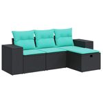 Casa si Gradina - Gradina si terasa - Mobilier exterior - Seturi mobila gradina - Set mobilier de gradina cu perne, 4 piese, negru, poliratan - Infinity.ro
