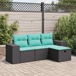 Casa si Gradina - Gradina si terasa - Mobilier exterior - Seturi mobila gradina - Set mobilier de gradina cu perne, 4 piese, negru, poliratan - Infinity.ro
