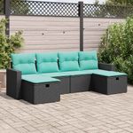 Casa si Gradina - Gradina si terasa - Mobilier exterior - Seturi mobila gradina - Set mobilier de gradina cu perne, 6 piese, negru, poliratan - Infinity.ro