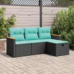 Casa si Gradina - Gradina si terasa - Mobilier exterior - Seturi mobila gradina - Set mobilier de gradina cu perne, 4 piese, negru, poliratan - Infinity.ro