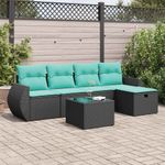 Casa si Gradina - Gradina si terasa - Mobilier exterior - Seturi mobila gradina - Set mobilier de gradina cu perne, 6 piese, negru, poliratan - Infinity.ro