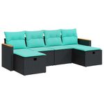 Casa si Gradina - Gradina si terasa - Mobilier exterior - Seturi mobila gradina - Set mobilier de gradina cu perne, 6 piese, negru, poliratan - Infinity.ro