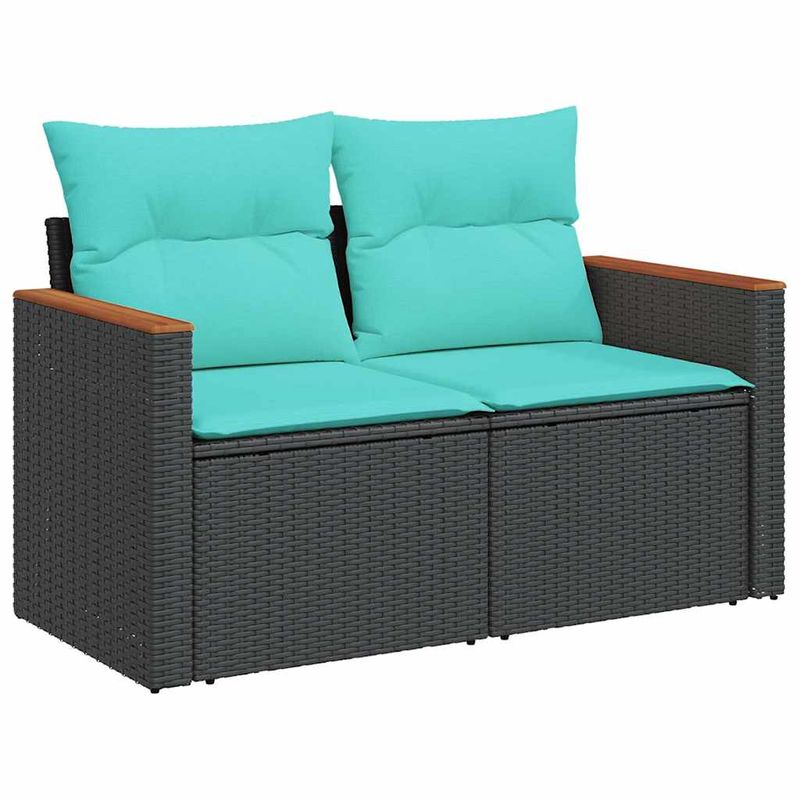 Casa si Gradina - Gradina si terasa - Mobilier exterior - Seturi mobila gradina - Set mobilier de gradina cu perne, 6 piese, negru, poliratan - Infinity.ro