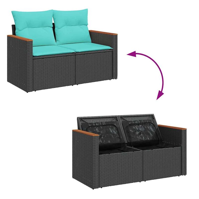Casa si Gradina - Gradina si terasa - Mobilier exterior - Seturi mobila gradina - Set mobilier de gradina cu perne, 6 piese, negru, poliratan - Infinity.ro
