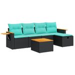 Casa si Gradina - Gradina si terasa - Mobilier exterior - Seturi mobila gradina - Set mobilier de gradina cu perne, 6 piese, negru, poliratan - Infinity.ro