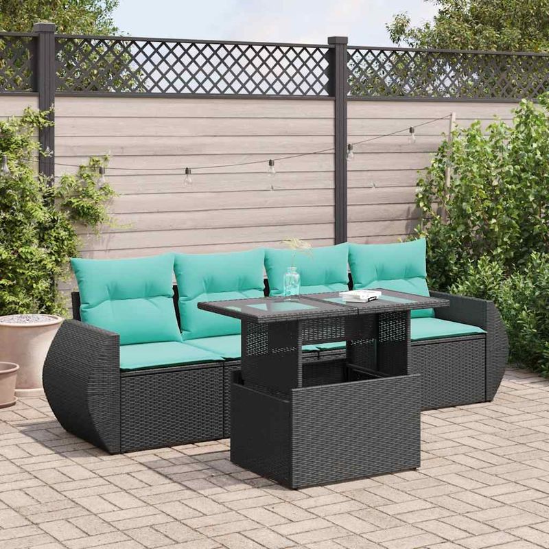 Casa si Gradina - Gradina si terasa - Mobilier exterior - Seturi mobila gradina - Set mobilier de gradina cu perne, 5 piese,poliratan/lemn acacia - Infinity.ro