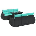 Casa si Gradina - Gradina si terasa - Mobilier exterior - Seturi mobila gradina - Set canapele gradina perne 7 piese negru, poliratan/lemn acacia - Infinity.ro