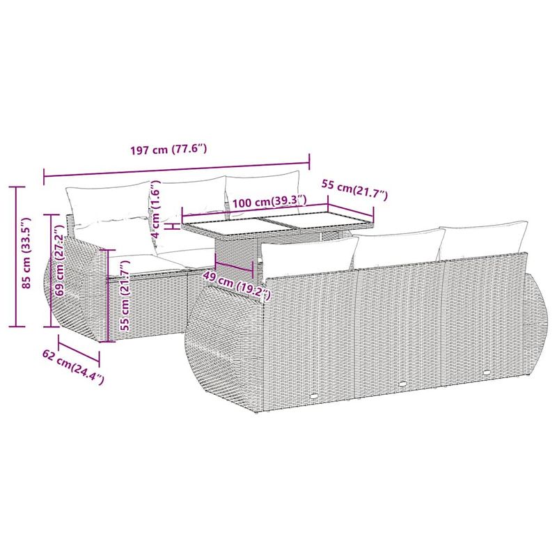 Casa si Gradina - Gradina si terasa - Mobilier exterior - Seturi mobila gradina - Set canapele gradina perne 7 piese negru, poliratan/lemn acacia - Infinity.ro
