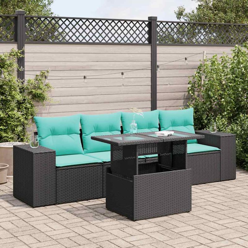 Casa si Gradina - Gradina si terasa - Mobilier exterior - Seturi mobila gradina - Set mobilier de gradina cu perne, 5 piese,poliratan/lemn acacia - Infinity.ro