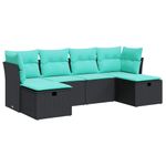 Casa si Gradina - Gradina si terasa - Mobilier exterior - Seturi mobila gradina - Set mobilier de gradina cu perne, 6 piese, negru, poliratan - Infinity.ro