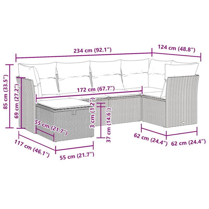 Casa si Gradina - Gradina si terasa - Mobilier exterior - Seturi mobila gradina - Set mobilier de gradina cu perne, 6 piese, negru, poliratan - Infinity.ro