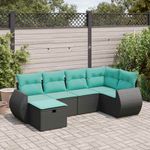 Casa si Gradina - Gradina si terasa - Mobilier exterior - Seturi mobila gradina - Set mobilier de gradina cu perne, 6 piese, negru, poliratan - Infinity.ro
