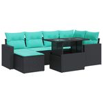 Casa si Gradina - Gradina si terasa - Mobilier exterior - Seturi mobila gradina - Set canapele gradina perne 7 piese negru, poliratan/lemn acacia - Infinity.ro