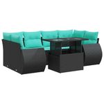 Casa si Gradina - Gradina si terasa - Mobilier exterior - Seturi mobila gradina - Set canapele gradina perne 7 piese negru, poliratan/lemn acacia - Infinity.ro