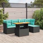 Casa si Gradina - Gradina si terasa - Mobilier exterior - Seturi mobila gradina - Set mobilier de gradina cu perne, 6 piese, negru, poliratan - Infinity.ro