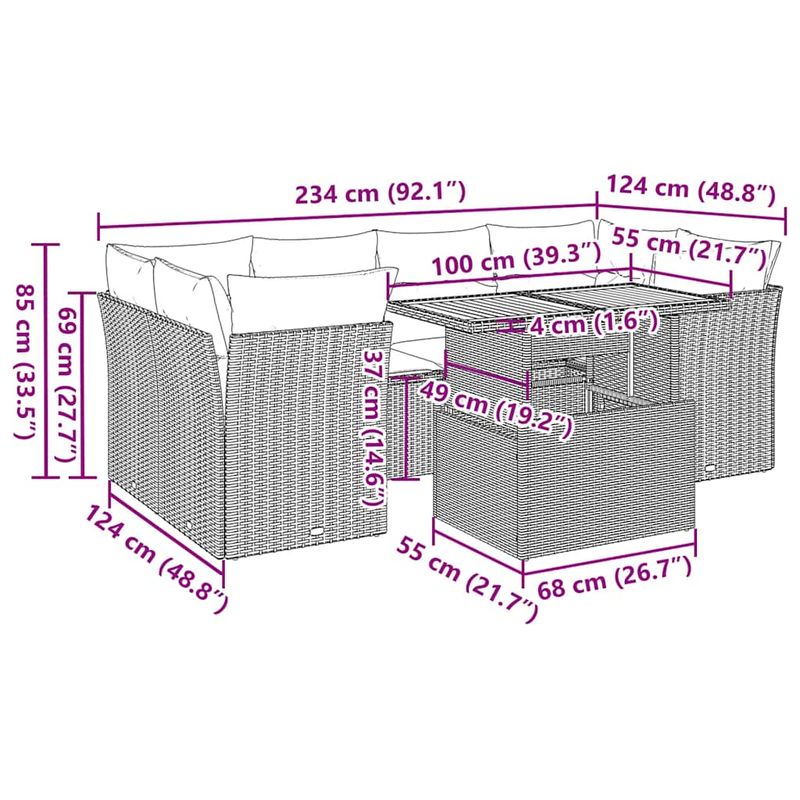 Casa si Gradina - Gradina si terasa - Mobilier exterior - Seturi mobila gradina - Set canapele de gradina cu perne, 7 piese, negru, poliratan - Infinity.ro