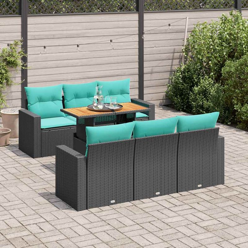 Casa si Gradina - Gradina si terasa - Mobilier exterior - Seturi mobila gradina - Set canapele de gradina cu perne, 7 piese, negru, poliratan - Infinity.ro